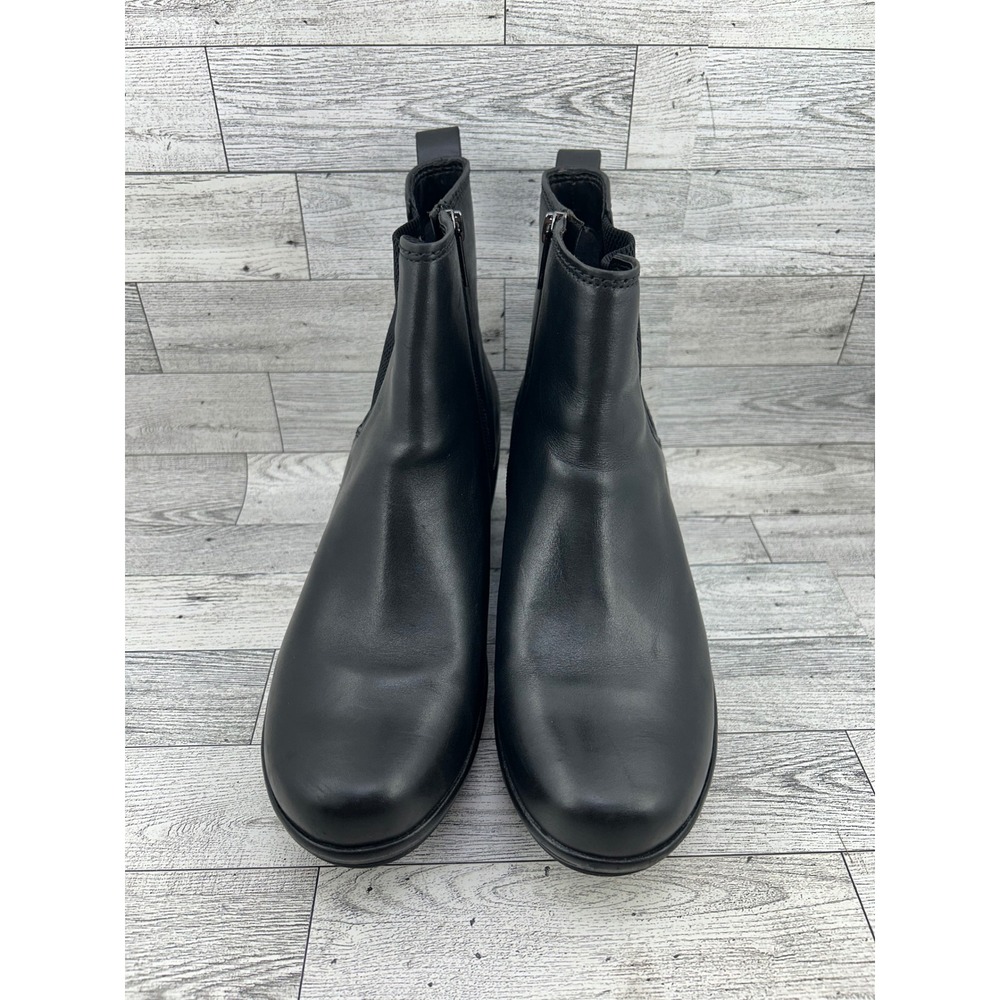 Clarks Artisan Black Leather Wedge Chelsea Ankle Boots Women Size 8.5 W